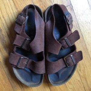 Birkenstocks, brown leather